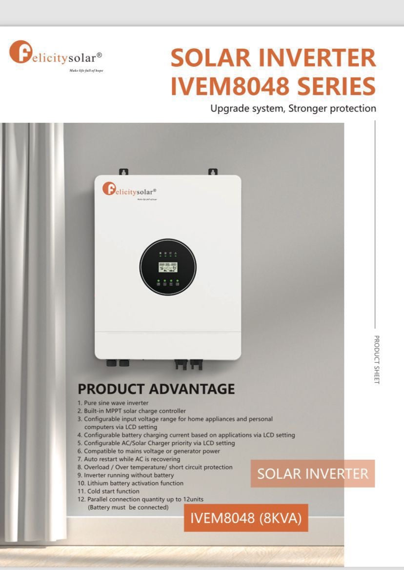 8kva 48v Felicity solar inverter (hybrid)